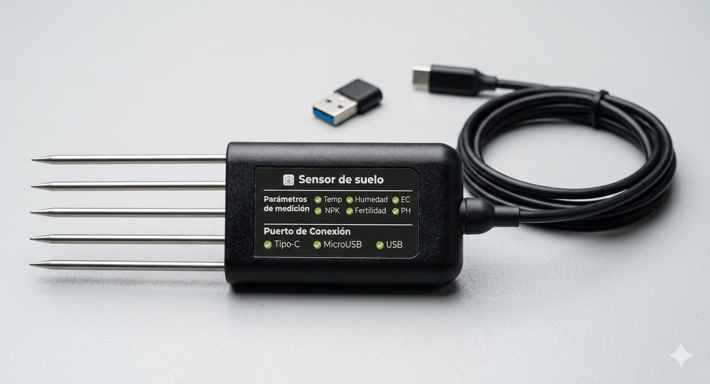 Sonda Agrícola de Precisión 8 en 1 – Monitoreo de Nutrientes (NPK) y Suelo en Tiempo Real
